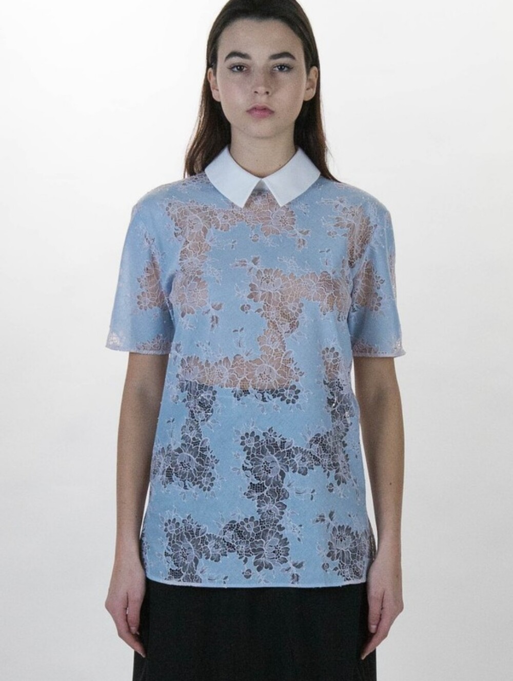 Carven Blue Lace Top Size FR 34 US S Boho Party Cocktail Wedding Blouse
